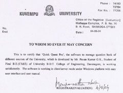 Quick Quest certificate from UBDT examination registrar